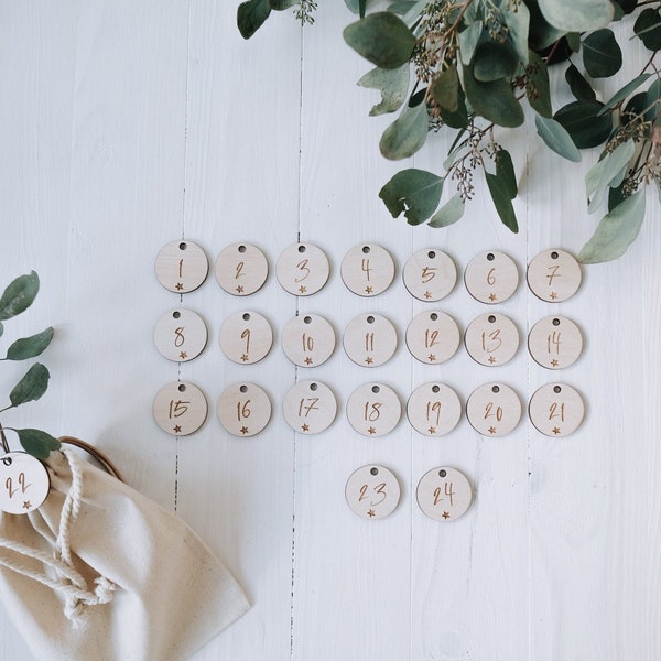 24 Wooden Numbers for Advent Calendar | Christmas Pendants | Advent | Advent Calendar Pendants