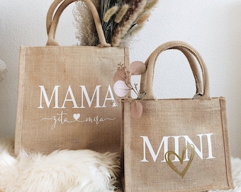 personalized jute bag for mom and/or child | Mother's Day gift | Partner outfit mom and child