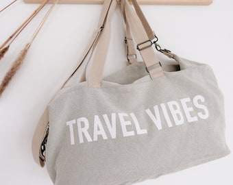 Personalized Travel Bag with Custom Text - Canvas Weekender 20x11x10 in, Carry-On Approved, Birthday Gift for Her