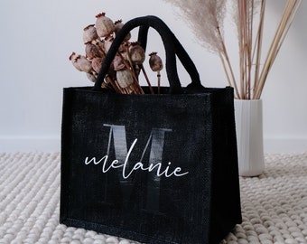 Personalized jute bag with initial and name | bachelorette party | Teacher farewell gift idea | Mother's Day gift | Personalised gift bag