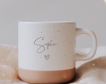 Birthday Gift for Best Friend - Personalized Ceramic Mug with Engraved Name, Coworker Farewell Gift, Stoneware Mug 12 oz Handmade in Germany