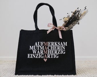 Jute bag for mom | Gift for Mother's Day | Crossword puzzle design | Attentive, encourager, warm-hearted, unique mom