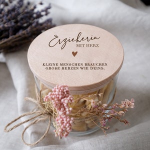 Storage jar farewell gift for educators | Educator with heart | Farewell kindergarten or daycare | Gift jar with engraved wooden lid