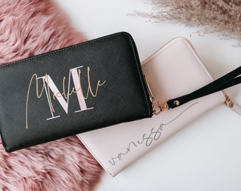 Personalized large wallet with name | purse for women | Christmas present | gift or evening bag | bag | Zip Wallet