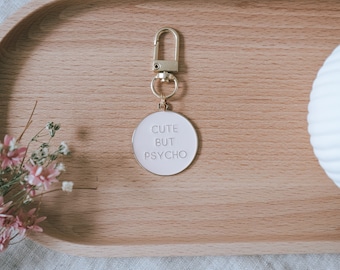 Porte-clés "mignon mais psychopathe" | Pendentif en métal | Cadeau pour le meilleur ami