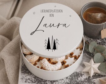 Teacher Appreciation Gift Personalized - Cookie Tin with Custom Name, Christmas Gift for Teacher or Coworker, Tinplate Cookie Box 3 Sizes