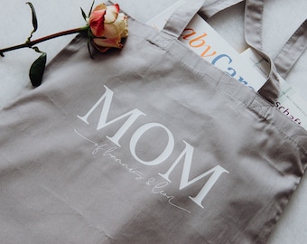 100% cotton bag "MOM" personalized, Mother's Day gift, shopping bag with name, organic cotton bag