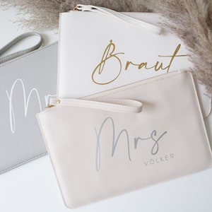 Personalisierte Clutch Brautgeschenk Handtasche für die Hochzeit Brauttasche Pouch Ivory mit Brautnamen, Trauzeugin, Brautmutter Bild 8
