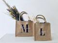 Teacher Appreciation Gift Personalized - Jute Tote Bag with Initial & Name, Mother's Day Gift for Mom, Bridesmaid Bachelorette Gift, 4 Sizes product logo