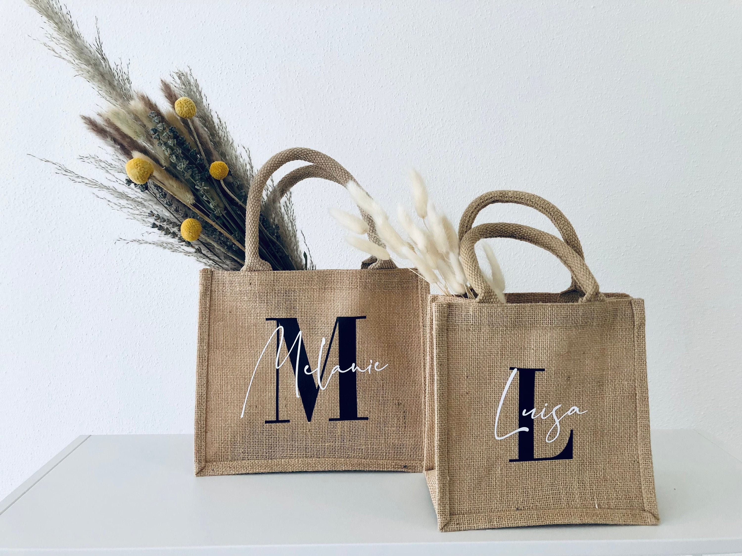 Jute Bag With Initials Mother's Day Gift Birthday Present Mum Hens