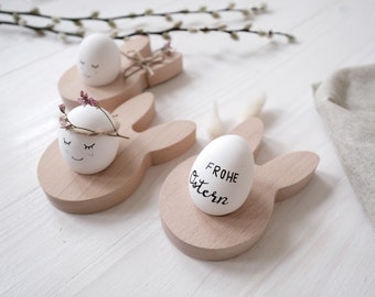 personalisierter Eierbecher aus Massivholz mit Hasenohren | Geschenk zu Ostern | Dekoration Ostern | Minimalistisch | Skandinavisches Design