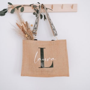 Personalized Burlap Bag with Embroidered Shoulder Strap Pocket Strap Web Design Gift for her or for Mother's Day image 10