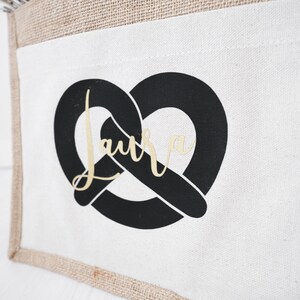 Jutetasche Breze-Motiv mit Name personalisiert, Jute-Baumwolle, Oktoberfest Wiesntasche