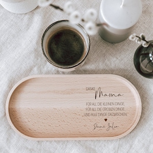 Gift for Mother's Day Beech wood tray engraved with Thank You Mom Waxed beech serving board image 2