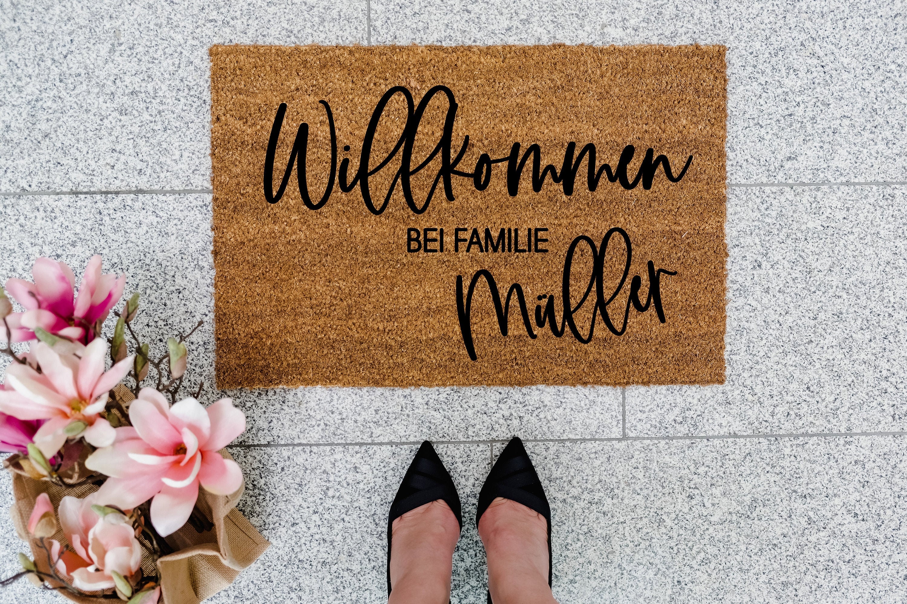 Personalisierte Fußmatte Mit Namen - 'Klingeln Nicht Nötig' Design Für Familien