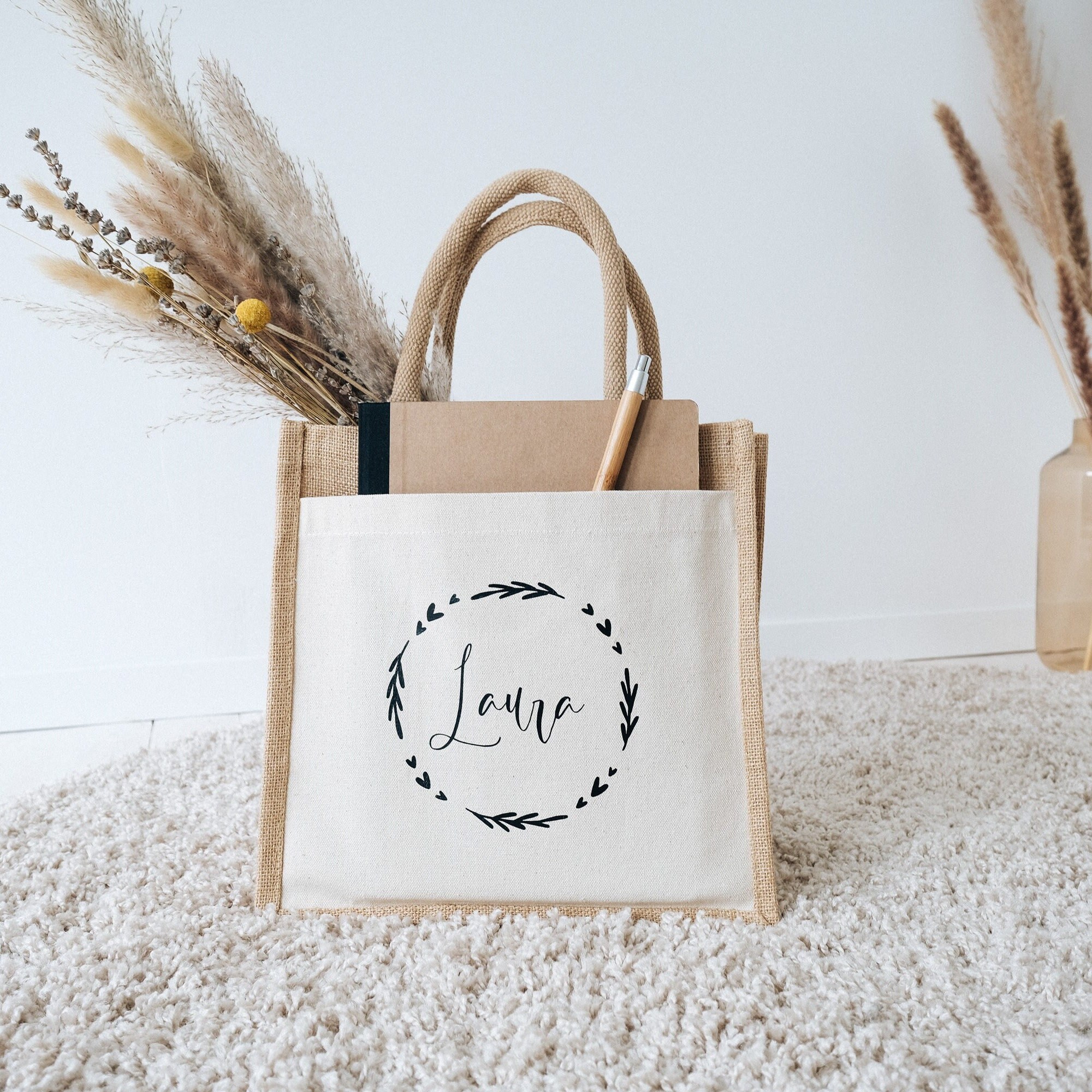 Sac En Toile De Jute HUYIWEI Avec Motif "Let Them Eat Cake" - Grand Format, Poche Avant, Cadeau Original