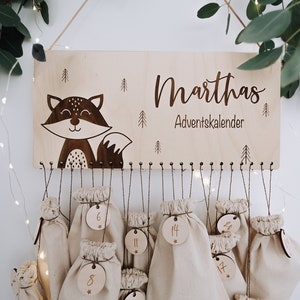 Calendario dell'Avvento personalizzato con animali del bosco | Calendario di Natale | Avvento | Calendario dell'avvento per bambini in legno