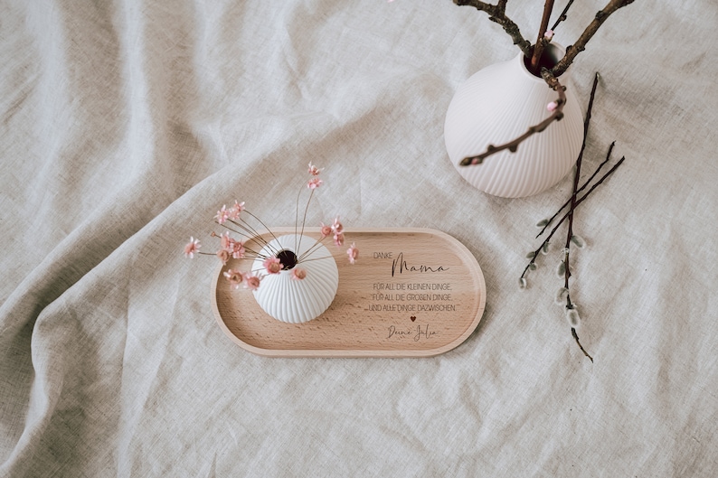 Gift for Mother's Day Beech wood tray engraved with Thank You Mom Waxed beech serving board image 7