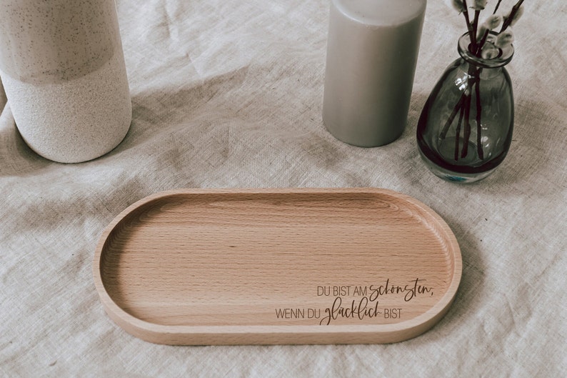 Tray You are the most beautiful made of beech wood gift for your girlfriend or sister serving board to give away image 3