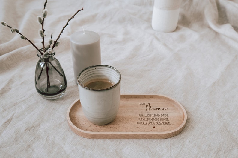 Gift for Mother's Day Beech wood tray engraved with Thank You Mom Waxed beech serving board image 6
