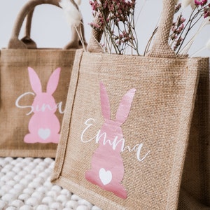 Personalized Easter Bag Jute Easter Bag Easter bunny with name Easter basket for children gifts for Easter or as an Easter basket image 3