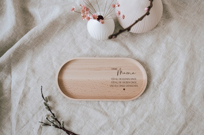 Gift for Mother's Day Beech wood tray engraved with Thank You Mom Waxed beech serving board image 8