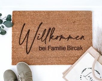 Kokos Fussmatte mit Familien Namen für Indoor - Geschenk für Einzug Umzug Hochzeit - Einweihungsgeschenk Zuhause - Türmatte personalisiert
