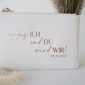 Personalisierte Clutch Brautgeschenk Handtasche für die Hochzeit Brauttasche Pouch Ivory mit Brautnamen, Trauzeugin, Brautmutter Bild 10