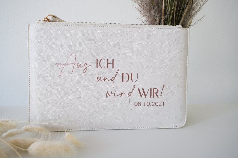 Personalized Clutch Bridal Gift handbag for the wedding bridal bag Pouch Ivory with bride's name, maid of honor, mother of the bride image 10