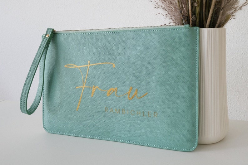 Personalisierte Clutch Brautgeschenk Handtasche für die Hochzeit Brauttasche Pouch Ivory mit Brautnamen, Trauzeugin, Brautmutter Bild 7