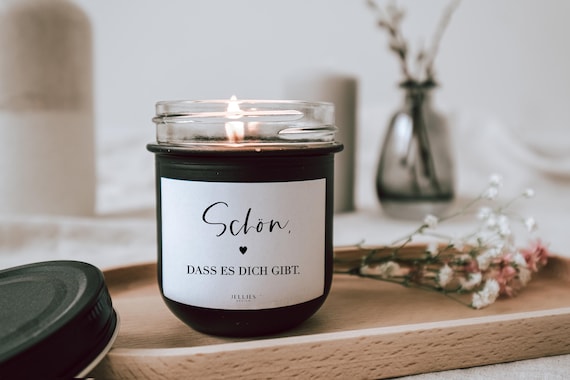 Kerze im Glas schön dass es dich gibt - Dankeschön, Abschiedsgeschenk, Weihnachtsgeschenk - Sojakerze vegan, 200 ml