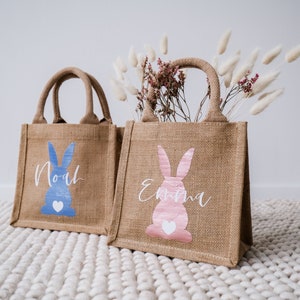 Ostertasche personalisiert Jute Osterbeutel Osterhase mit Namen Osterkörbchen für Kinder Geschenken zu Ostern oder als Osternest Bild 4