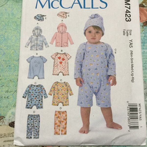 McCall’s 7423 Sewing Patterns. Uncut Infant Jacket, Bodysuit, Pants and Hat Sewing Pattens, Size NB - XL