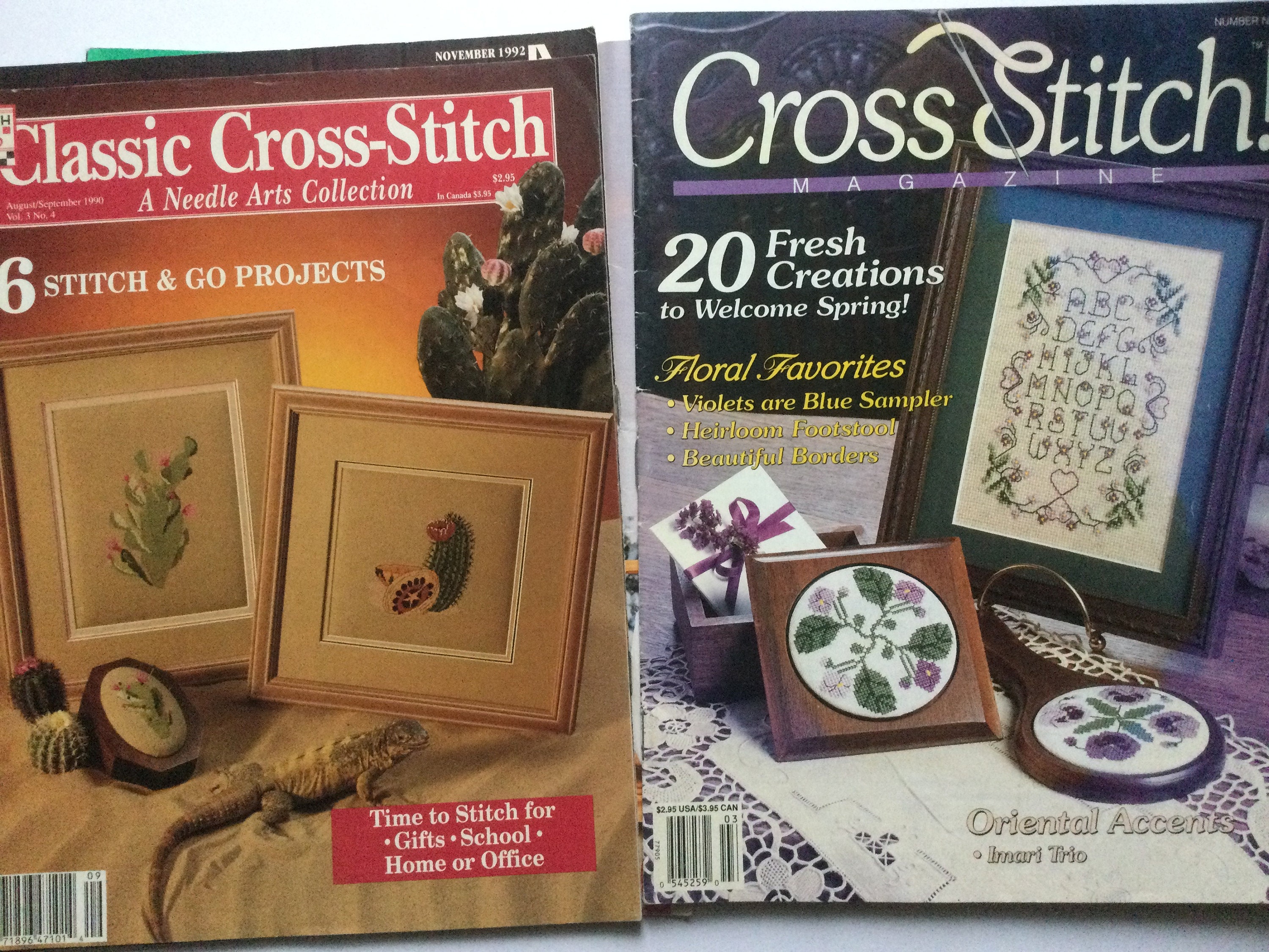 Lot of 7 Vintage Crossstitch and Craft Magazines Samplers, Lots of
