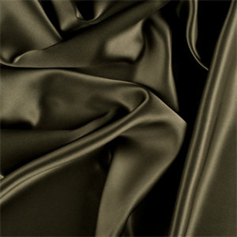 4 Yards Large Piece of Vintage Fabric Vintage Dark Olive Silky Polyester Fabric 60\u201d wide silky Fabric