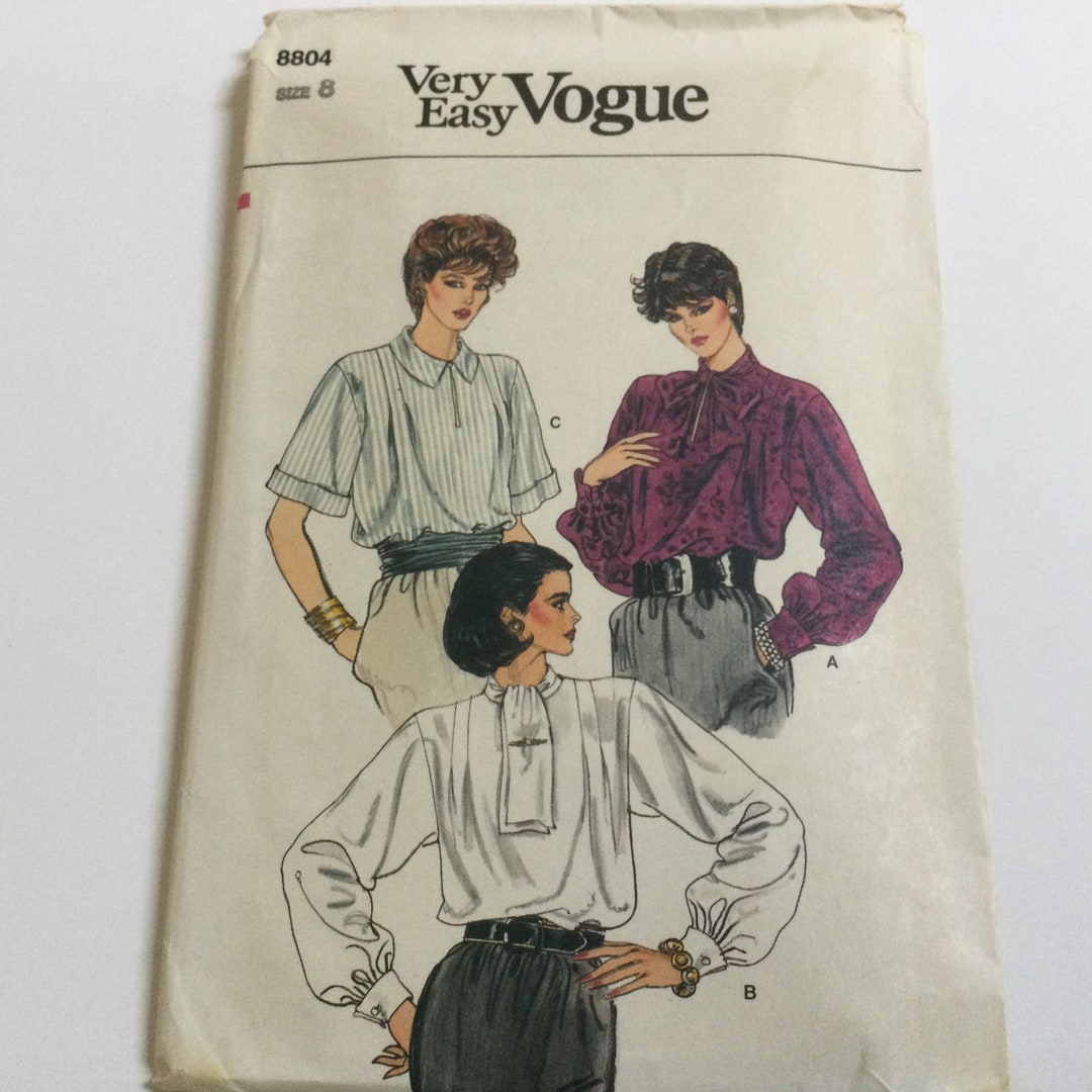 Vogue 8804 Sewing Patterns. Vintage Very Easy Misses Blouses, Size 8 - Etsy