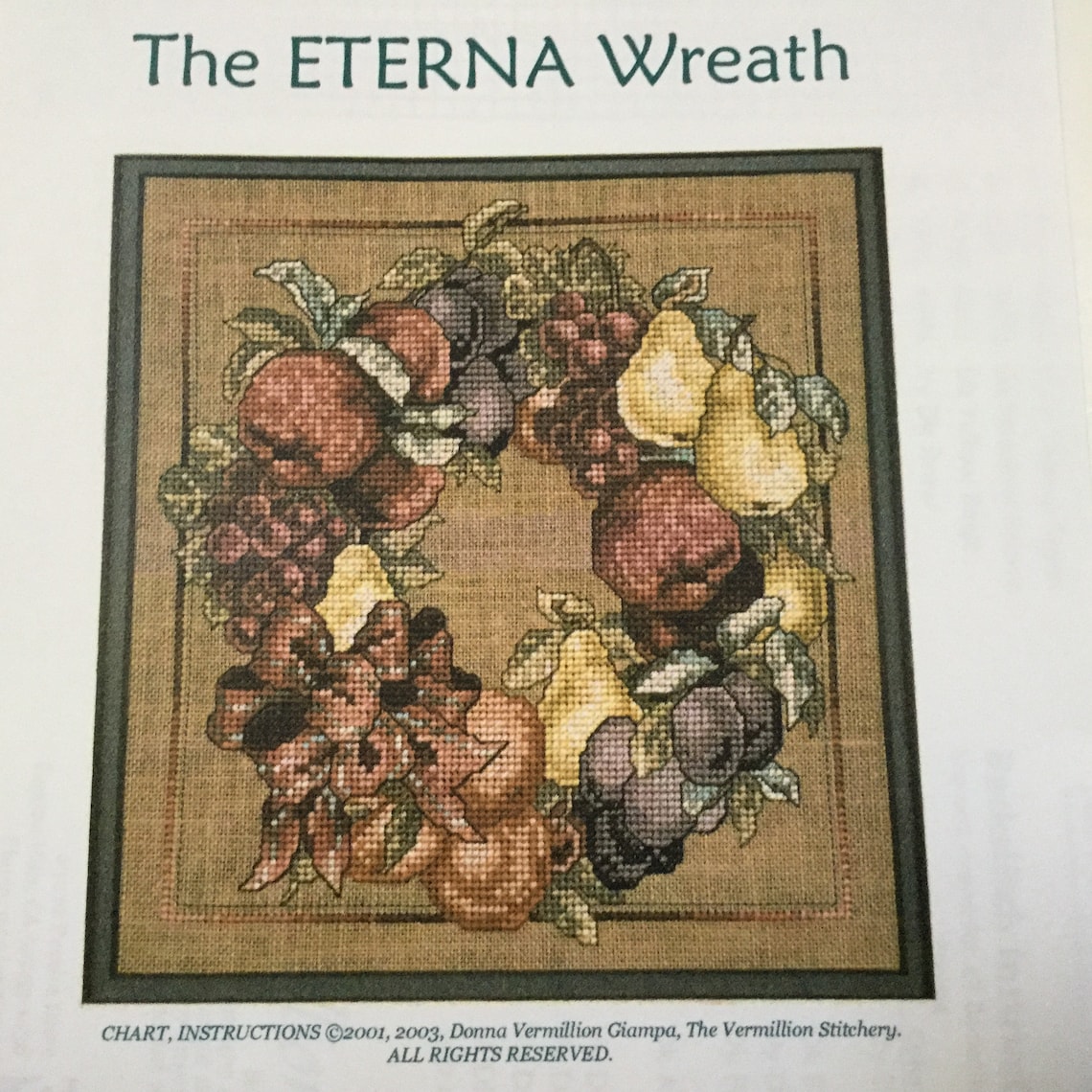 The Eterna Wreath Cross Stitch Chart by Vermillion Stitchery. Etsy