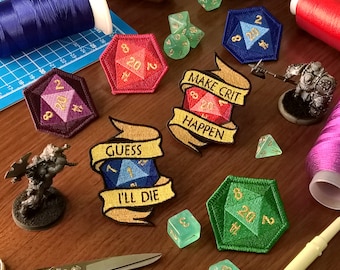DND - Embroidered Patch - Role - RPG - Dice - Limited Edition - Iron On/Hook & Loop - Premium Embroidery