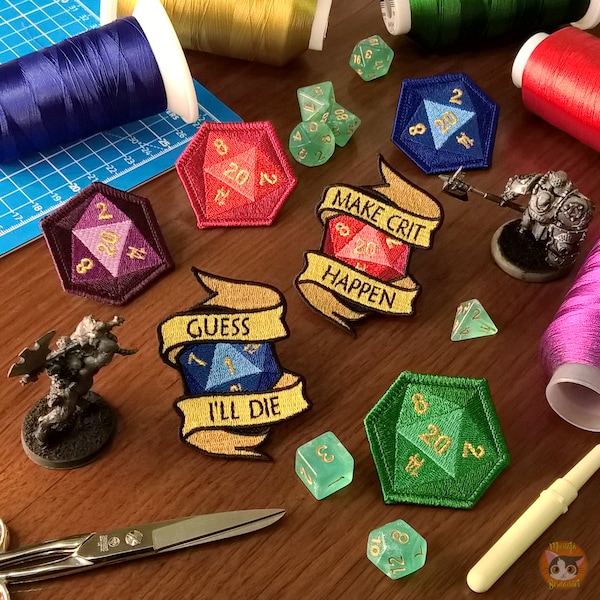 DND - Embroidered Patch - Role - RPG - Dice - Limited Edition - Iron On/Hook & Loop - Premium Embroidery