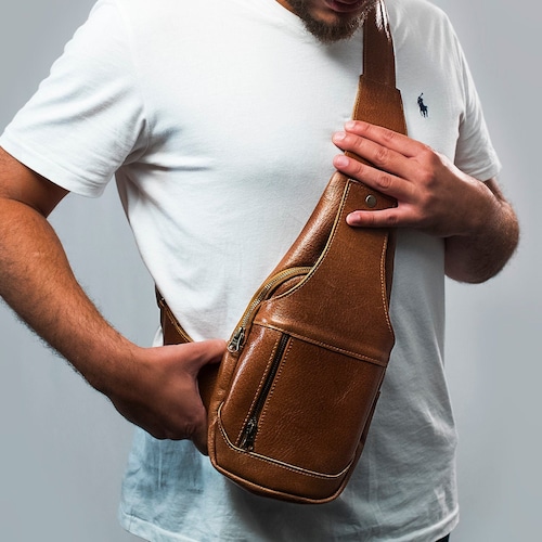 leather sling bag for men