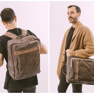 Convertible backpack for men, 3 ways of use Backpack Briefcase and Crossbody Bag