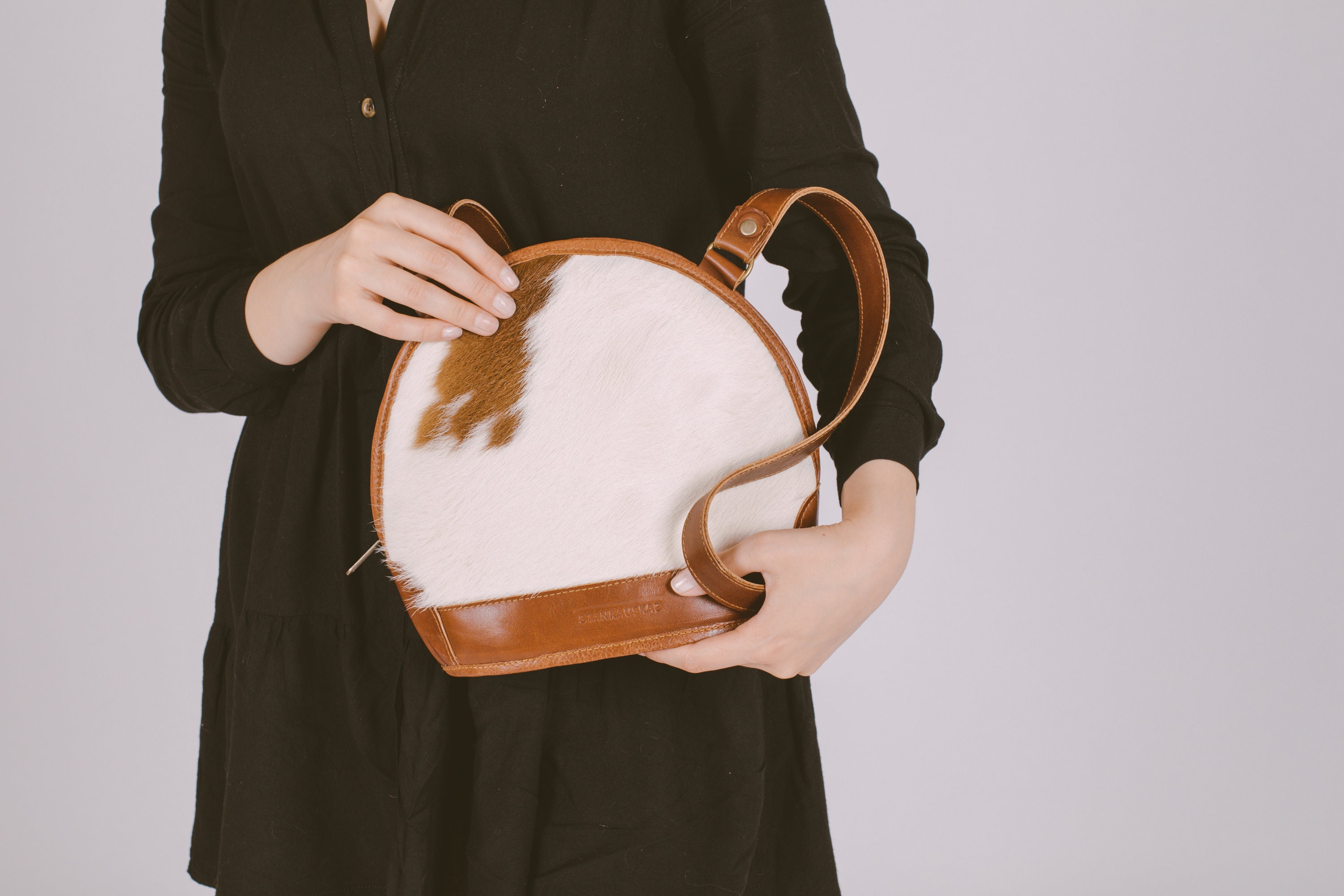 Cowhide Bag, Flat Leather Cross Body Bag, Hair on Hide Purse Etsy