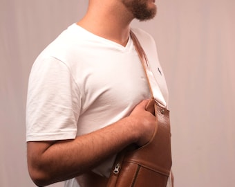 Leather Crossbody bag for men. Leather sling bag, Travel document holder, Sling bag, funny pack unisex, belt bag