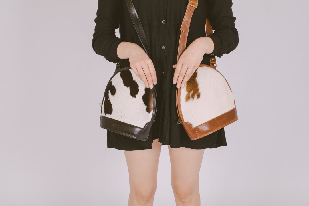 Cowhide Bag, Flat Leather Cross Body Bag, Hair on Hide Purse Etsy
