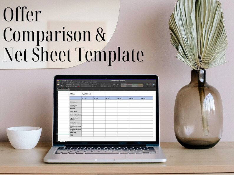 Offer Comparison Spreadsheet and Net Sheet/real Estate Offer Etsy