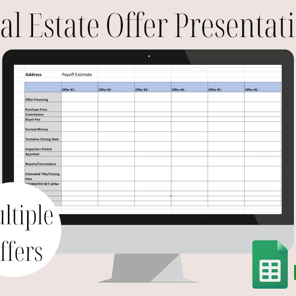 Realtor Spreadsheet Etsy