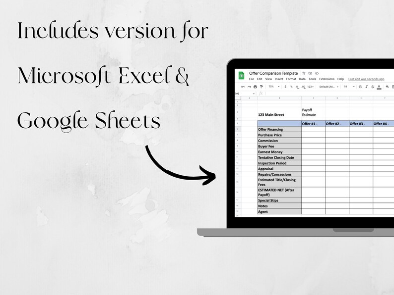 Offer Comparison Spreadsheet and Net Sheet/real Estate Offer Etsy