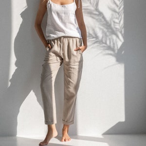HandMade Womens Linen Pants, Classic linen pants, linen trousers soft linen pants loose pants image 1