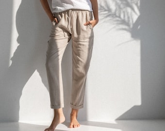 HandMade Women’s Linen Pants, Classic linen pants, linen trousers soft linen pants loose pants