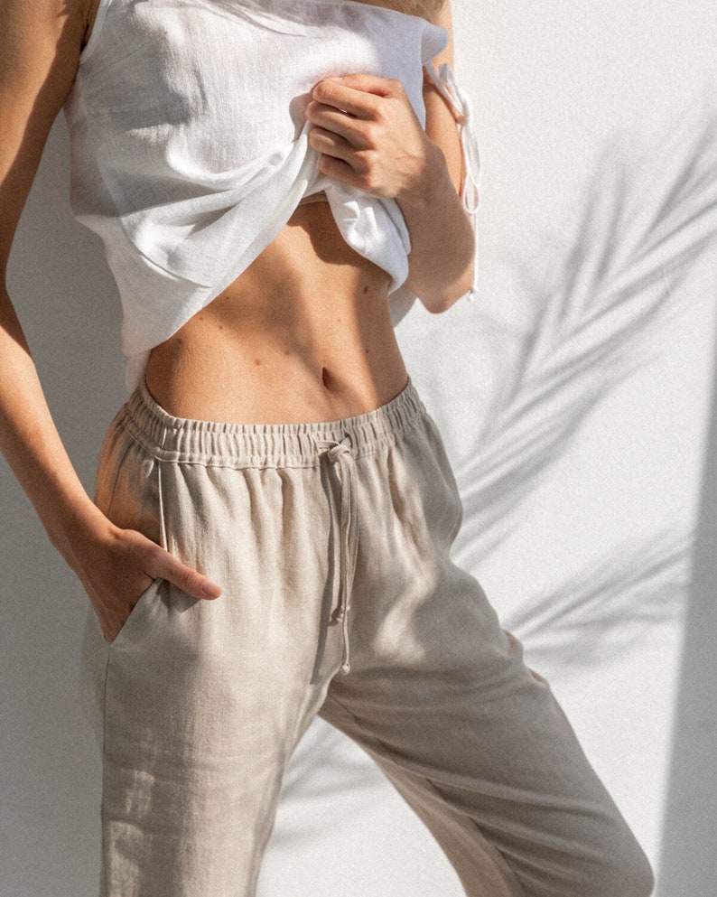 HandMade Womens Linen Pants, Classic linen pants, linen trousers soft linen pants loose pants image 3